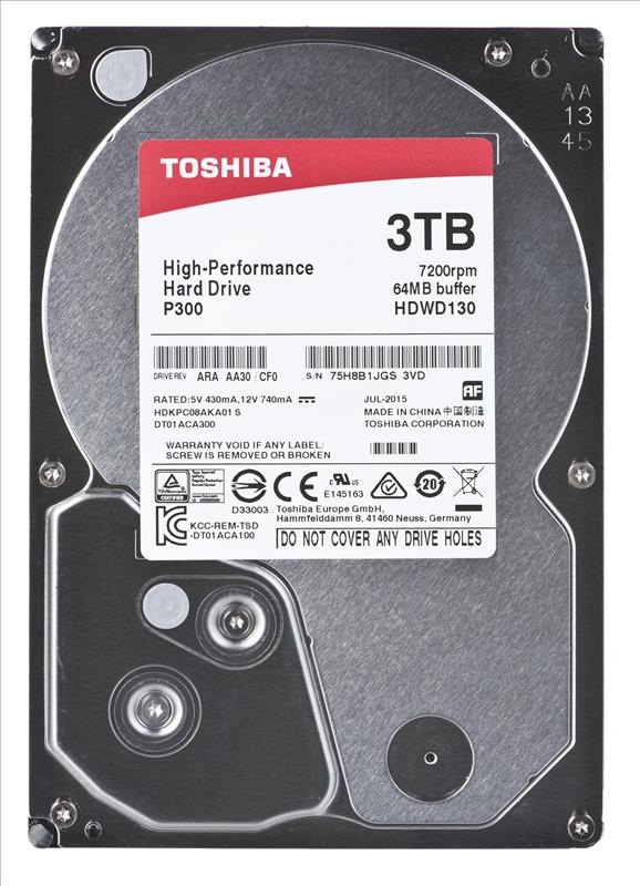 Жесткий диск Toshiba Original SATA-III 3Tb HDWD130UZSVA Desktop P300 (7200rpm) 64Mb 3.5"