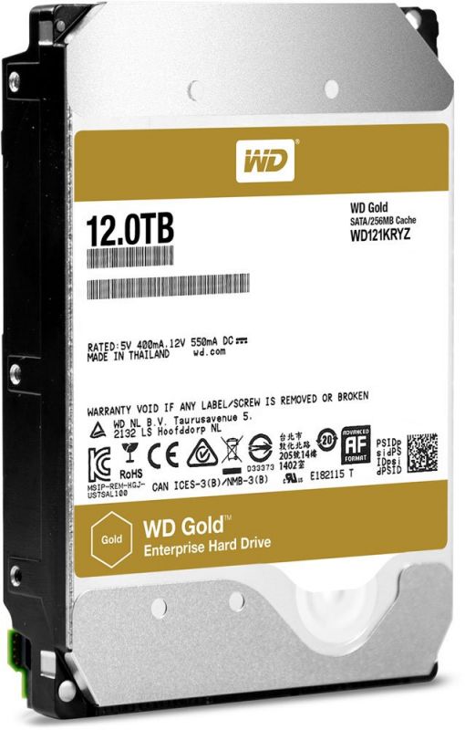 Жесткий диск WD Original SATA-III 12Tb WD121KRYZ Server Gold (7200rpm) 256Mb 3.5"