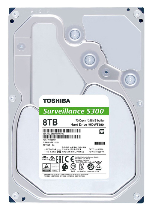 Жесткий диск Toshiba Original SATA-III 8Tb HDWT380UZSVA Surveillance S300 Pro (7200rpm) 256Mb 3.5"