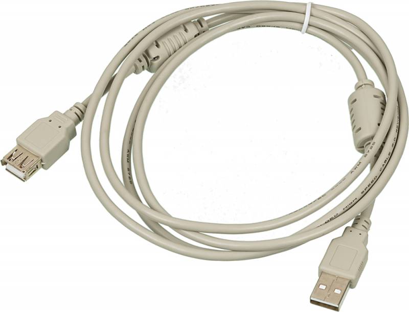Кабель-удлинитель USB2.0-AM-AF-1.8M-MG USB A(m) USB A(f) 1.8м феррит.кольца серый