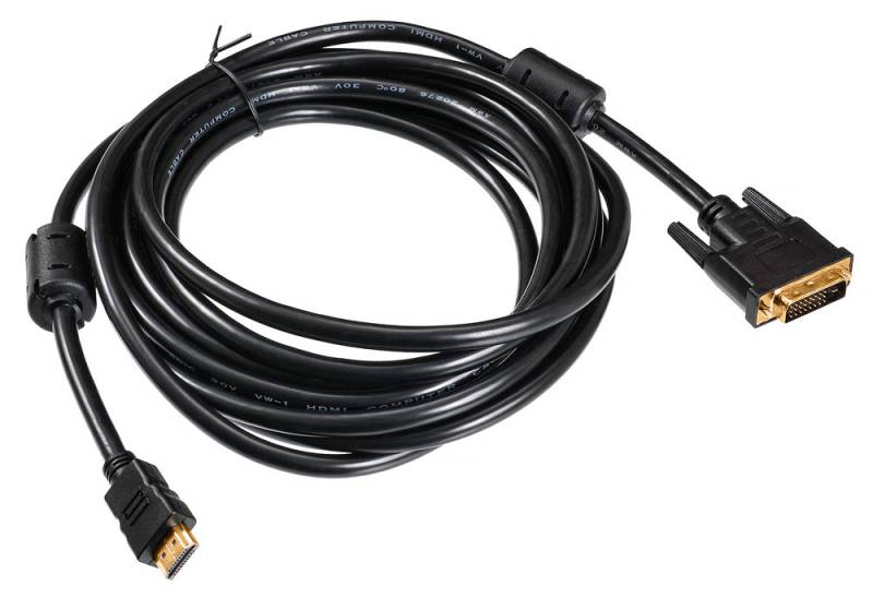 Кабель Buro HDMI-19M-DVI-D-5M HDMI (m) DVI-D (m) 5м феррит.кольца черный