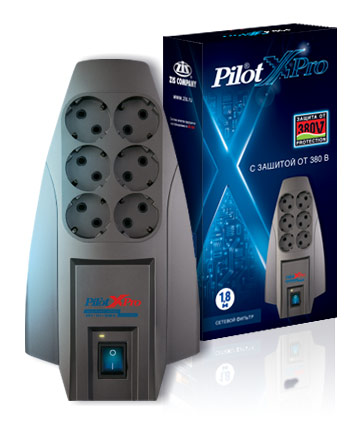 Сетевой фильтр Pilot X-Pro 7м (6 розеток) серый (коробка)