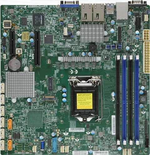 Материнская Плата SuperMicro MBD-X11SSH-TF-O Soc-1151 iC236 mATX 4xDDR4 8xSATA3 SATA RAID iX550 2х10GgbEth Ret