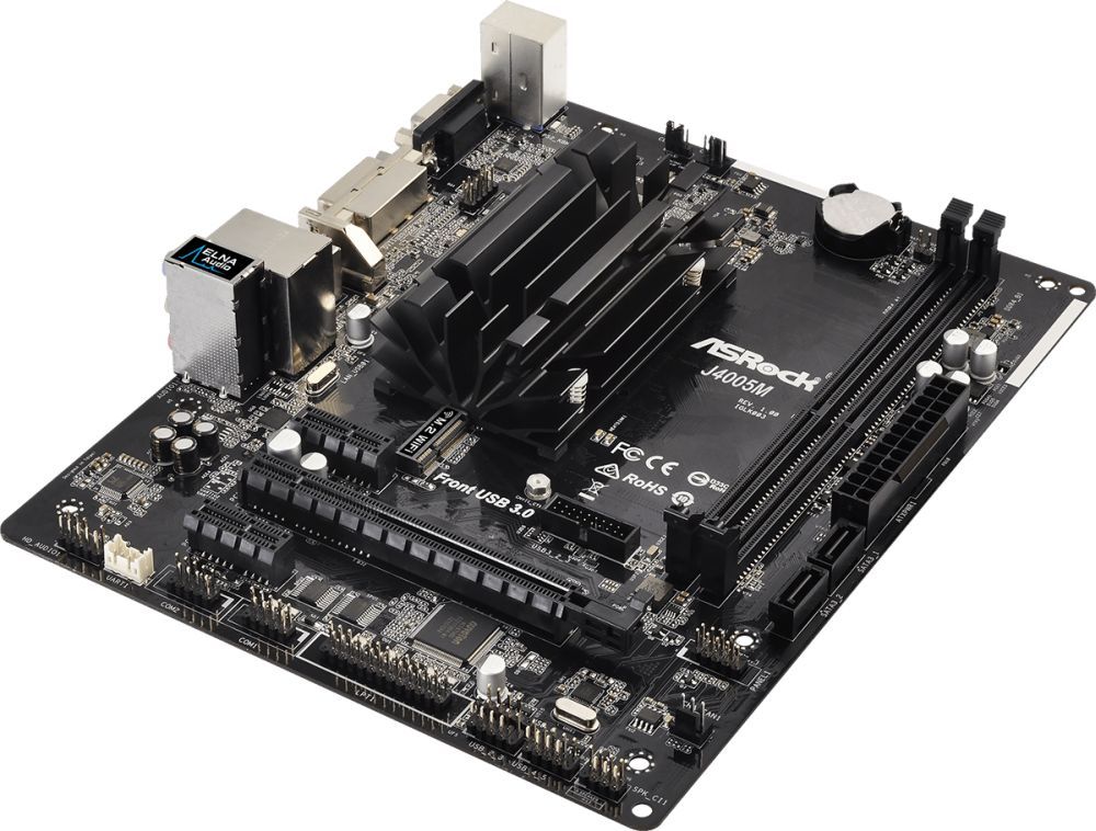 Материнская плата Asrock J4005M 2xDDR4 mATX AC`97 8ch(7.1) GbLAN+VGA+DVI+HDMI